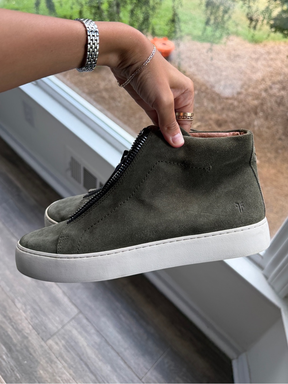 FRYE LENA ZIP HIGH olive green 9 womens